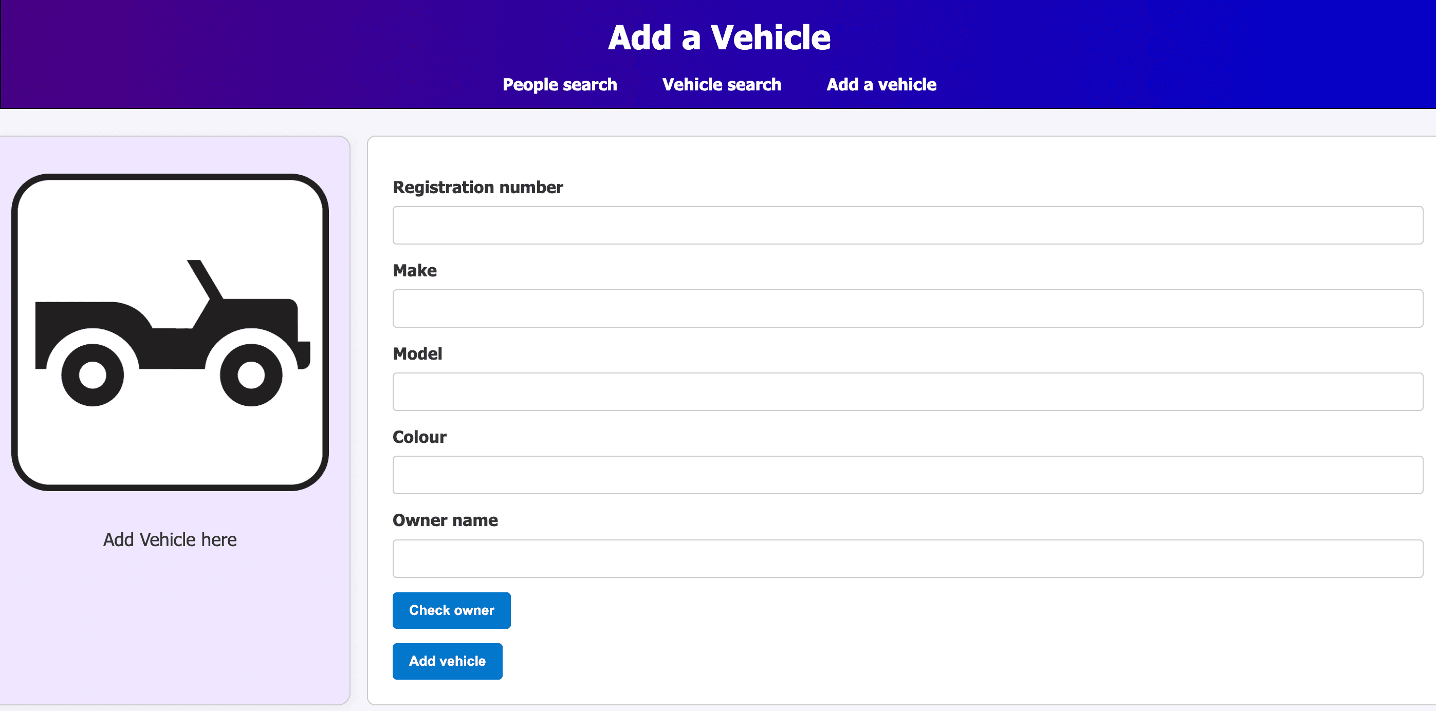 People & Vehicles Web App screenshot